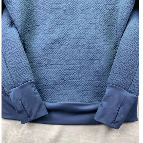 ATHLETA SMALL WOMEN'S QUILTED JACQUARD COWL ATHLETIC ELEVATION PULL OVER BLUE - Picture 9 of 15